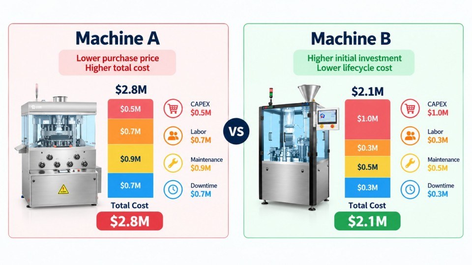 Pharmaceutical machinery TCO comparison between purchase price and lifecycle cost