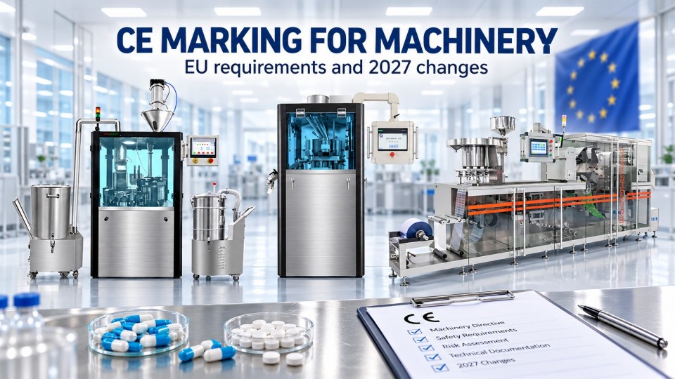 CE marking for pharmaceutical and packaging machinery EU requirements and 2027 changes